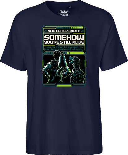 Dungeon Crawler Achievement - Nerd, Geek, Fantasy, Adventure, Rpg, Litrpg, Book, Books, Bookworm, Science Fantasy, Science Fiction, Scifi, Cat, Pet, Donut, Funny, Post-apocalyptic, Apocalypse, Post Apocalyptic, Apocalyptic Cats, Postapocalypse, Post-apocalypse, Poster, Parody, Dinosaur, Velociraptor, Vintage, Artificial Intelligence, Ai, Achieve, Alive, Survival, Survive, Survival Mode, I Survived, Dungeon Survival, Survivor, Futuristic, Cyberpunk, Geometric - Fairtrade T-Shirt