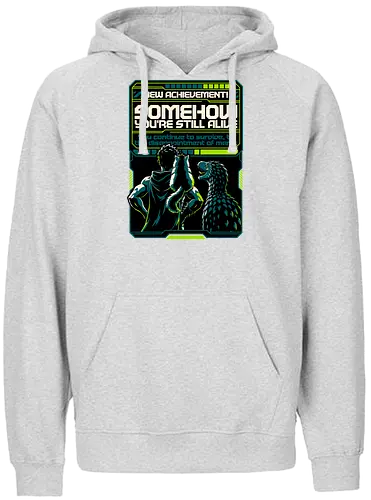 Dungeon Crawler Achievement - Nerd, Geek, Fantasy, Adventure, Rpg, Litrpg, Book, Books, Bookworm, Science Fantasy, Science Fiction, Scifi, Cat, Pet, Donut, Funny, Post-apocalyptic, Apocalypse, Post Apocalyptic, Apocalyptic Cats, Postapocalypse, Post-apocalypse, Poster, Parody, Dinosaur, Velociraptor, Vintage, Artificial Intelligence, Ai, Achieve, Alive, Survival, Survive, Survival Mode, I Survived, Dungeon Survival, Survivor, Futuristic, Cyberpunk, Geometric - Fairtrade Hoodie