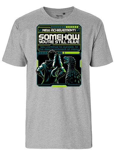 Dungeon Crawler Achievement - Nerd, Geek, Fantasy, Adventure, Rpg, Litrpg, Book, Books, Bookworm, Science Fantasy, Science Fiction, Scifi, Cat, Pet, Donut, Funny, Post-apocalyptic, Apocalypse, Post Apocalyptic, Apocalyptic Cats, Postapocalypse, Post-apocalypse, Poster, Parody, Dinosaur, Velociraptor, Vintage, Artificial Intelligence, Ai, Achieve, Alive, Survival, Survive, Survival Mode, I Survived, Dungeon Survival, Survivor, Futuristic, Cyberpunk, Geometric - Fairtrade T-Shirt