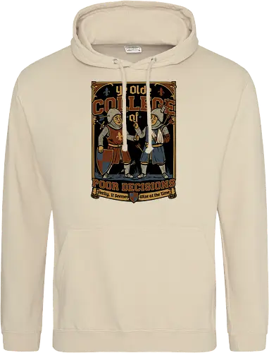 Medieval Knight College - Medieval, Knights, Knight, College Humor, College, Retro College, College Parody, University, University Shirt, Fake University, Decisions, Bad Decisions, Decision, Wise, Warrior, War, Fight, Battle, Fun, Funny, Rpg, Role-play, Role-playing, Roleplay Game, Role-playing Game, Critical Role, Roleplay, Roleplaying, D20, Roleplaying Game, Pen and Paper, Dungeon Master, Pen and Paper, Pen and paper, Dungeon, Fantasy, Adventure, Mascot, Meme - Standard Hoodie