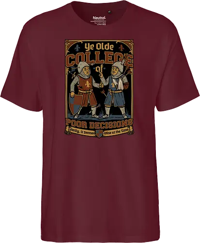 Medieval Knight College - Medieval, Knights, Knight, College Humor, College, Retro College, College Parody, University, University Shirt, Fake University, Decisions, Bad Decisions, Decision, Wise, Warrior, War, Fight, Battle, Fun, Funny, Rpg, Role-play, Role-playing, Roleplay Game, Role-playing Game, Critical Role, Roleplay, Roleplaying, D20, Roleplaying Game, Pen and Paper, Dungeon Master, Pen and Paper, Pen and paper, Dungeon, Fantasy, Adventure, Mascot, Meme - Fairtrade T-Shirt