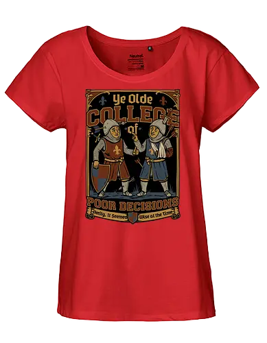 Medieval Knight College - Medieval, Knights, Knight, College Humor, College, Retro College, College Parody, University, University Shirt, Fake University, Decisions, Bad Decisions, Decision, Wise, Warrior, War, Fight, Battle, Fun, Funny, Rpg, Role-play, Role-playing, Roleplay Game, Role-playing Game, Critical Role, Roleplay, Roleplaying, D20, Roleplaying Game, Pen and Paper, Dungeon Master, Pen and Paper, Pen and paper, Dungeon, Fantasy, Adventure, Mascot, Meme - Fairtrade Girl Shirt