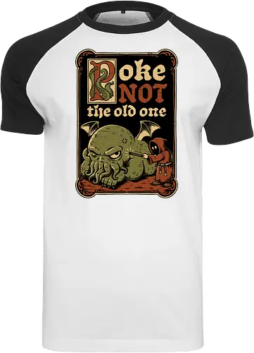Medieval Poke Cthulhu - Medieval, Call Of Cthulhu, Cthulhu, Cthulhu Mythos, Hp Lovecraft, Lovecraftian, Lovecraft, H.p. Lovecraft, H P Lovecraft, Classic Horror, Horror, Horror Comedy, Horror Humor, Cosmic, Cosmic Horror, Fun, Funny, Poke, Tentacles, Tentacle, Fantasy, Adventure, Classic, Books, Book, Bookworm, Occultism, Cultist, Ritual, Sleep, Sleepy, Sleeping - Raglan T-Shirt