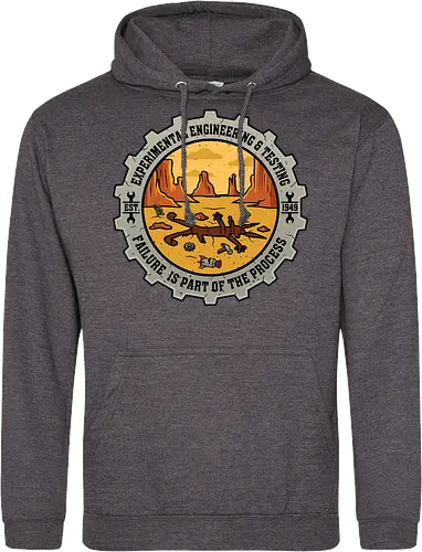 Experimental Engineering – Failure Is Part Of The Process - Ingenieur, Engineering, Cartoon, Coyote, Experiment, Failure, Tech, Humor, Lustig, Geschenk, Vintage Badge, Science, Erfinder, Geek, Nerd - Standard Hoodie