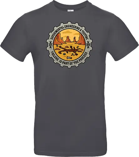 Experimental Engineering – Failure Is Part Of The Process - Ingenieur, Engineering, Cartoon, Coyote, Experiment, Failure, Tech, Humor, Lustig, Geschenk, Vintage Badge, Science, Erfinder, Geek, Nerd - Standard T-Shirt
