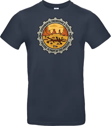 Experimental Engineering – Failure Is Part Of The Process - Ingenieur, Engineering, Cartoon, Coyote, Experiment, Failure, Tech, Humor, Lustig, Geschenk, Vintage Badge, Science, Erfinder, Geek, Nerd - Standard T-Shirt
