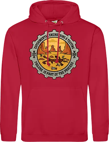 Experimental Engineering – Failure Is Part Of The Process - Ingenieur, Engineering, Cartoon, Coyote, Experiment, Failure, Tech, Humor, Lustig, Geschenk, Vintage Badge, Science, Erfinder, Geek, Nerd - Standard Hoodie