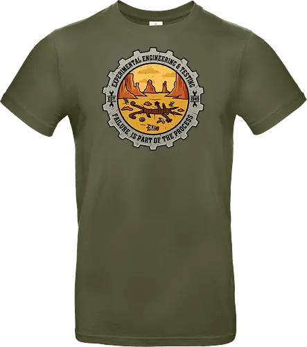 Experimental Engineering – Failure Is Part Of The Process - Ingenieur, Engineering, Cartoon, Coyote, Experiment, Failure, Tech, Humor, Lustig, Geschenk, Vintage Badge, Science, Erfinder, Geek, Nerd - Standard T-Shirt