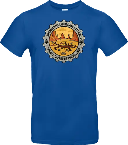 Experimental Engineering – Failure Is Part Of The Process - Ingenieur, Engineering, Cartoon, Coyote, Experiment, Failure, Tech, Humor, Lustig, Geschenk, Vintage Badge, Science, Erfinder, Geek, Nerd - Standard T-Shirt
