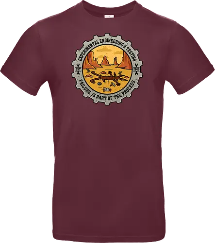 Experimental Engineering – Failure Is Part Of The Process - Ingenieur, Engineering, Cartoon, Coyote, Experiment, Failure, Tech, Humor, Lustig, Geschenk, Vintage Badge, Science, Erfinder, Geek, Nerd - Standard T-Shirt