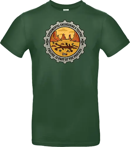 Experimental Engineering – Failure Is Part Of The Process - Ingenieur, Engineering, Cartoon, Coyote, Experiment, Failure, Tech, Humor, Lustig, Geschenk, Vintage Badge, Science, Erfinder, Geek, Nerd - Standard T-Shirt