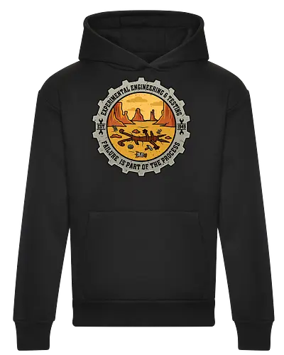 Experimental Engineering – Failure Is Part Of The Process - Ingenieur, Engineering, Cartoon, Coyote, Experiment, Failure, Tech, Humor, Lustig, Geschenk, Vintage Badge, Science, Erfinder, Geek, Nerd - Heavyweight Hoodie