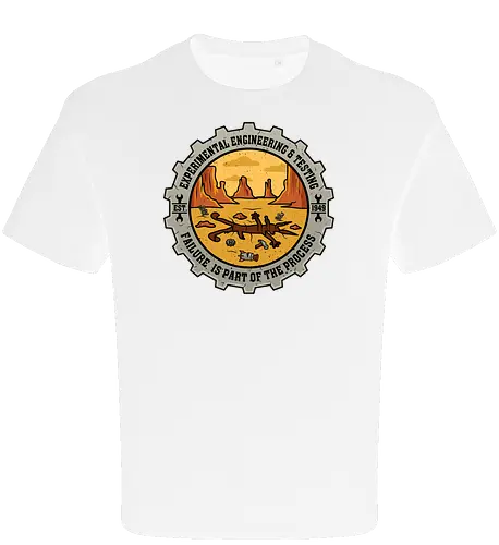 Experimental Engineering – Failure Is Part Of The Process - Ingenieur, Engineering, Cartoon, Coyote, Experiment, Failure, Tech, Humor, Lustig, Geschenk, Vintage Badge, Science, Erfinder, Geek, Nerd - Oversize T-Shirt