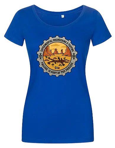Experimental Engineering – Failure Is Part Of The Process - Ingenieur, Engineering, Cartoon, Coyote, Experiment, Failure, Tech, Humor, Lustig, Geschenk, Vintage Badge, Science, Erfinder, Geek, Nerd - Women T-Shirt