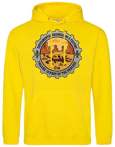 Experimental Engineering – Failure Is Part Of The Process - Ingenieur, Engineering, Cartoon, Coyote, Experiment, Failure, Tech, Humor, Lustig, Geschenk, Vintage Badge, Science, Erfinder, Geek, Nerd - Standard Hoodie