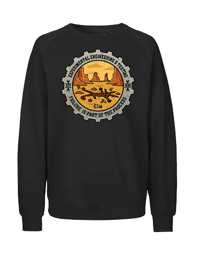 Experimental Engineering – Failure Is Part Of The Process - Ingenieur, Engineering, Cartoon, Coyote, Experiment, Failure, Tech, Humor, Lustig, Geschenk, Vintage Badge, Science, Erfinder, Geek, Nerd - Fairtrade Sweatshirt