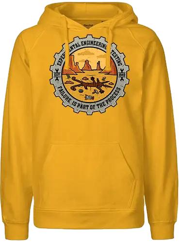 Experimental Engineering – Failure Is Part Of The Process - Ingenieur, Engineering, Cartoon, Coyote, Experiment, Failure, Tech, Humor, Lustig, Geschenk, Vintage Badge, Science, Erfinder, Geek, Nerd - Fairtrade Hoodie
