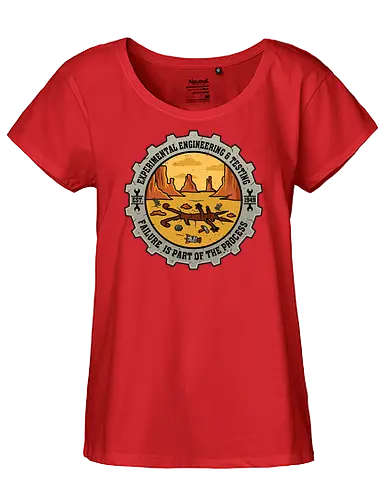 Experimental Engineering – Failure Is Part Of The Process - Ingenieur, Engineering, Cartoon, Coyote, Experiment, Failure, Tech, Humor, Lustig, Geschenk, Vintage Badge, Science, Erfinder, Geek, Nerd - Fairtrade Girl Shirt