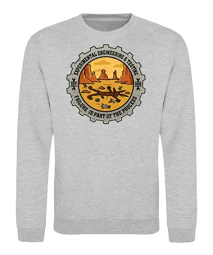Experimental Engineering – Failure Is Part Of The Process - Ingenieur, Engineering, Cartoon, Coyote, Experiment, Failure, Tech, Humor, Lustig, Geschenk, Vintage Badge, Science, Erfinder, Geek, Nerd - Sweatshirt