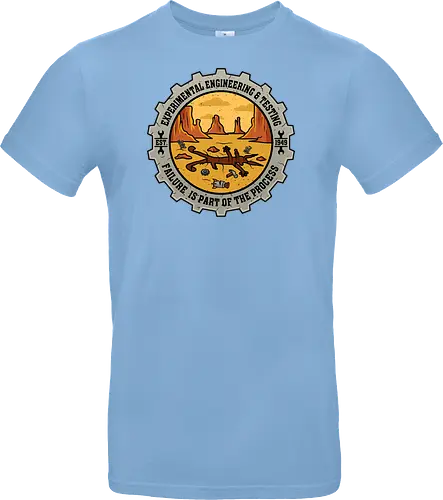 Experimental Engineering – Failure Is Part Of The Process - Ingenieur, Engineering, Cartoon, Coyote, Experiment, Failure, Tech, Humor, Lustig, Geschenk, Vintage Badge, Science, Erfinder, Geek, Nerd - Standard T-Shirt