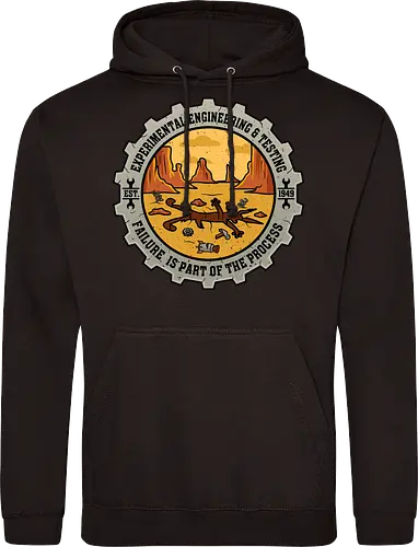Experimental Engineering – Failure Is Part Of The Process - Ingenieur, Engineering, Cartoon, Coyote, Experiment, Failure, Tech, Humor, Lustig, Geschenk, Vintage Badge, Science, Erfinder, Geek, Nerd - Standard Hoodie