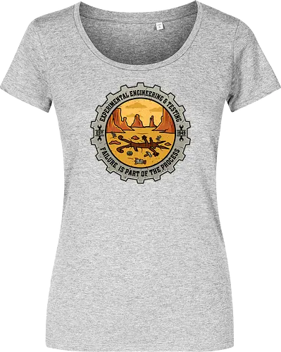 Experimental Engineering – Failure Is Part Of The Process - Ingenieur, Engineering, Cartoon, Coyote, Experiment, Failure, Tech, Humor, Lustig, Geschenk, Vintage Badge, Science, Erfinder, Geek, Nerd - Women T-Shirt