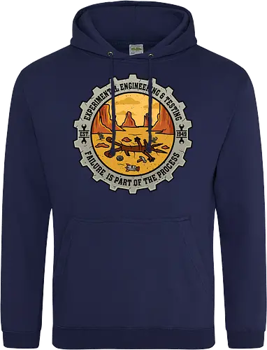Experimental Engineering – Failure Is Part Of The Process - Ingenieur, Engineering, Cartoon, Coyote, Experiment, Failure, Tech, Humor, Lustig, Geschenk, Vintage Badge, Science, Erfinder, Geek, Nerd - Standard Hoodie
