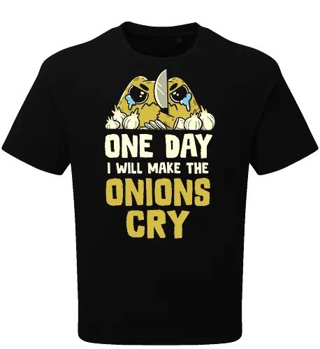 The Onions Will Cry - koalatees, koala, koalastudio, onion, crying, cooking, kitchen, funny, chef, vegan, joke, sarcastic, ironic, knife - Oversize T-Shirt