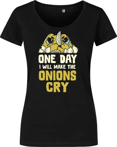 The Onions Will Cry - koalatees, koala, koalastudio, onion, crying, cooking, kitchen, funny, chef, vegan, joke, sarcastic, ironic, knife - Women T-Shirt