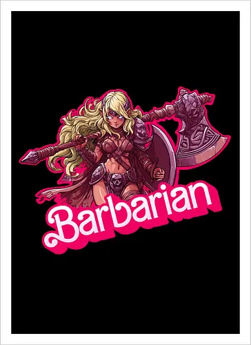 Barbarian Girl - dnd barbarian, geek girl, dungeon master gift, ttrpg gift for her, goblin dice, warrior girl, critical hit, forgotten realm, critical role, dnd character girl, dungeon crawler carl, Pen and paper, Pen and paper - Artprint
