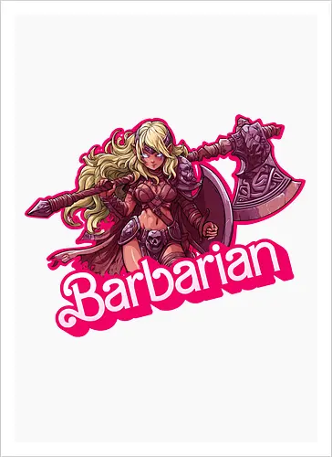 Barbarian Girl - dnd barbarian, geek girl, dungeon master gift, ttrpg gift for her, goblin dice, warrior girl, critical hit, forgotten realm, critical role, dnd character girl, dungeon crawler carl, Pen and paper, Pen and paper - Artprint