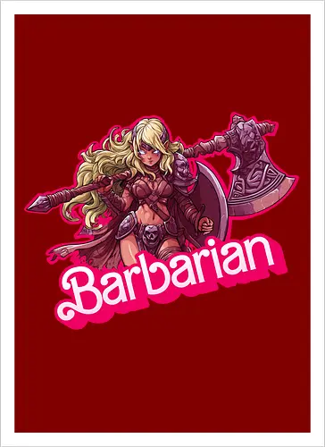 Barbarian Girl - dnd barbarian, geek girl, dungeon master gift, ttrpg gift for her, goblin dice, warrior girl, critical hit, forgotten realm, critical role, dnd character girl, dungeon crawler carl, Pen and paper, Pen and paper - Artprint