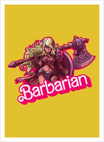 Barbarian Girl - dnd barbarian, geek girl, dungeon master gift, ttrpg gift for her, goblin dice, warrior girl, critical hit, forgotten realm, critical role, dnd character girl, dungeon crawler carl, Pen and paper, Pen and paper - Artprint