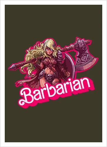 Barbarian Girl - dnd barbarian, geek girl, dungeon master gift, ttrpg gift for her, goblin dice, warrior girl, critical hit, forgotten realm, critical role, dnd character girl, dungeon crawler carl, Pen and paper, Pen and paper - Artprint