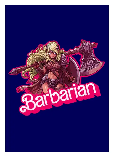 Barbarian Girl - dnd barbarian, geek girl, dungeon master gift, ttrpg gift for her, goblin dice, warrior girl, critical hit, forgotten realm, critical role, dnd character girl, dungeon crawler carl, Pen and paper, Pen and paper - Artprint