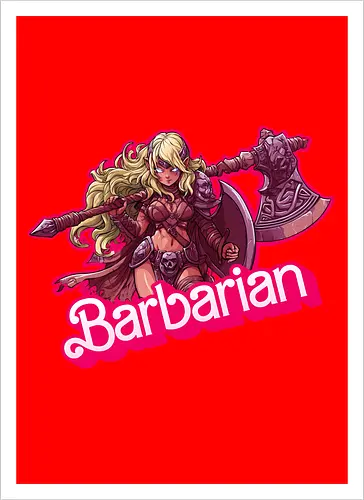 Barbarian Girl - dnd barbarian, geek girl, dungeon master gift, ttrpg gift for her, goblin dice, warrior girl, critical hit, forgotten realm, critical role, dnd character girl, dungeon crawler carl, Pen and paper, Pen and paper - Artprint