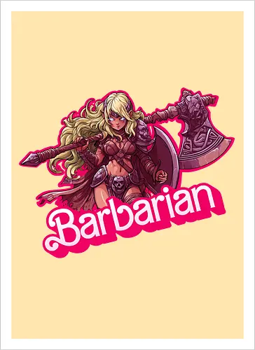 Barbarian Girl - dnd barbarian, geek girl, dungeon master gift, ttrpg gift for her, goblin dice, warrior girl, critical hit, forgotten realm, critical role, dnd character girl, dungeon crawler carl, Pen and paper, Pen and paper - Artprint