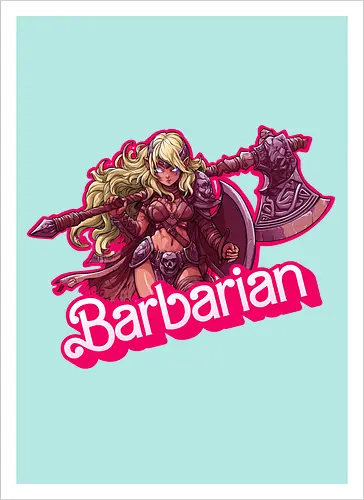 Barbarian Girl - dnd barbarian, geek girl, dungeon master gift, ttrpg gift for her, goblin dice, warrior girl, critical hit, forgotten realm, critical role, dnd character girl, dungeon crawler carl, Pen and paper, Pen and paper - Artprint
