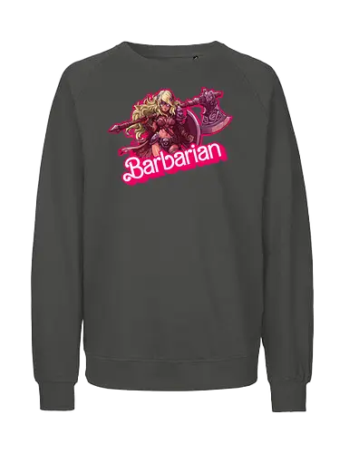 Barbarian Girl - dnd barbarian, geek girl, dungeon master gift, ttrpg gift for her, goblin dice, warrior girl, critical hit, forgotten realm, critical role, dnd character girl, dungeon crawler carl, Pen and paper, Pen and paper - Fairtrade Sweatshirt