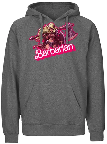 Barbarian Girl - dnd barbarian, geek girl, dungeon master gift, ttrpg gift for her, goblin dice, warrior girl, critical hit, forgotten realm, critical role, dnd character girl, dungeon crawler carl, Pen and paper, Pen and paper - Fairtrade Hoodie