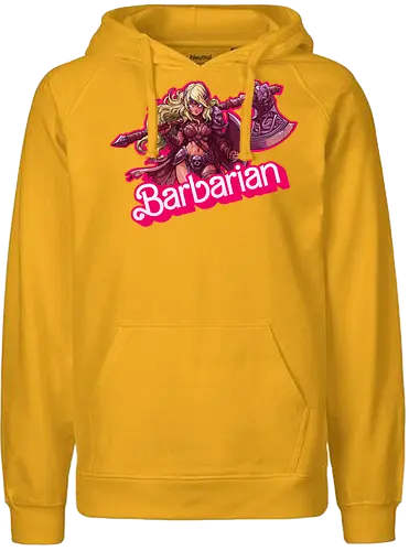 Barbarian Girl - dnd barbarian, geek girl, dungeon master gift, ttrpg gift for her, goblin dice, warrior girl, critical hit, forgotten realm, critical role, dnd character girl, dungeon crawler carl, Pen and paper, Pen and paper - Fairtrade Hoodie