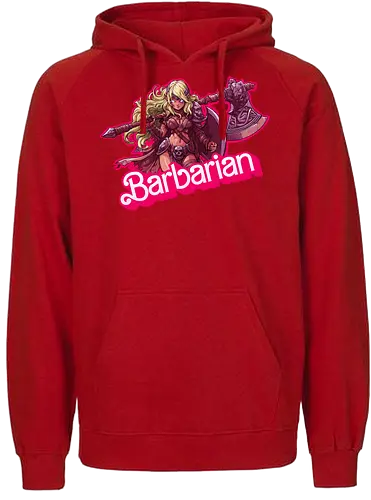 Barbarian Girl - dnd barbarian, geek girl, dungeon master gift, ttrpg gift for her, goblin dice, warrior girl, critical hit, forgotten realm, critical role, dnd character girl, dungeon crawler carl, Pen and paper, Pen and paper - Fairtrade Hoodie