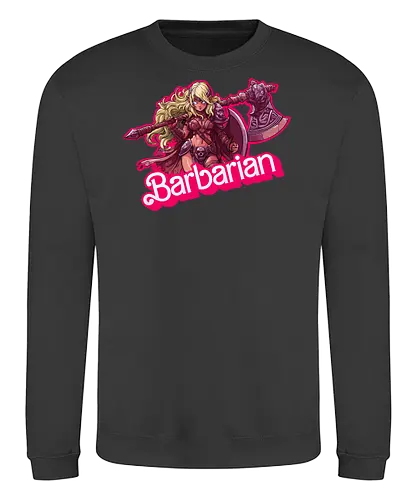 Barbarian Girl - dnd barbarian, geek girl, dungeon master gift, ttrpg gift for her, goblin dice, warrior girl, critical hit, forgotten realm, critical role, dnd character girl, dungeon crawler carl, Pen and paper, Pen and paper - Sweatshirt