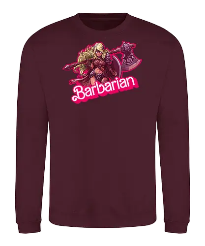 Barbarian Girl - dnd barbarian, geek girl, dungeon master gift, ttrpg gift for her, goblin dice, warrior girl, critical hit, forgotten realm, critical role, dnd character girl, dungeon crawler carl, Pen and paper, Pen and paper - Sweatshirt