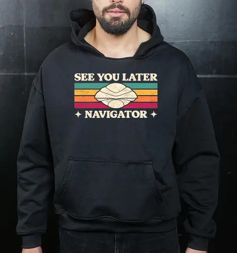 See You Later Navigator - sci fi, 80s, 80s movies, alien, cult classic, extraterrestrial, geek, nerd, nostalgia, retro, science fiction, space, spaceship, time travel, ufo - Cropped Hoodie