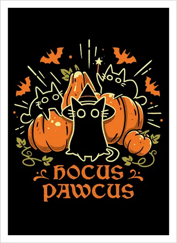 Hocus Pawcus - Halloween Cats - black cats, halloween, pumpkin, spooky cute, witchy, funny quote, magical, hocus pocus, cat lover, bats, oktober, cute animals, witchcraft - Artprint