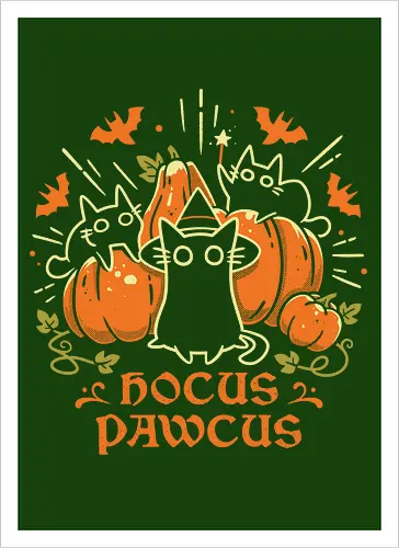 Hocus Pawcus - Halloween Cats - black cats, halloween, pumpkin, spooky cute, witchy, funny quote, magical, hocus pocus, cat lover, bats, oktober, cute animals, witchcraft - Artprint