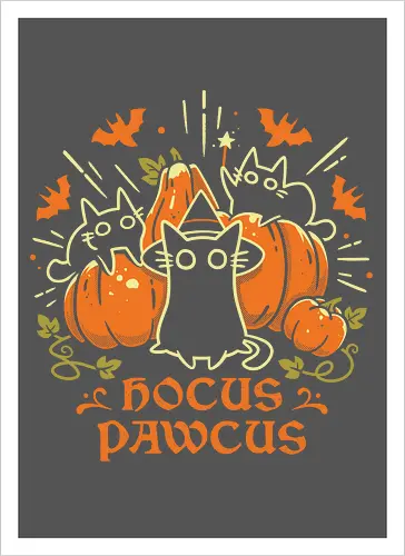 Hocus Pawcus - Halloween Cats - black cats, halloween, pumpkin, spooky cute, witchy, funny quote, magical, hocus pocus, cat lover, bats, oktober, cute animals, witchcraft - Artprint