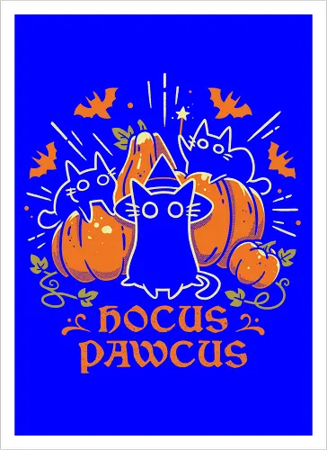 Hocus Pawcus - Halloween Cats - black cats, halloween, pumpkin, spooky cute, witchy, funny quote, magical, hocus pocus, cat lover, bats, oktober, cute animals, witchcraft - Artprint
