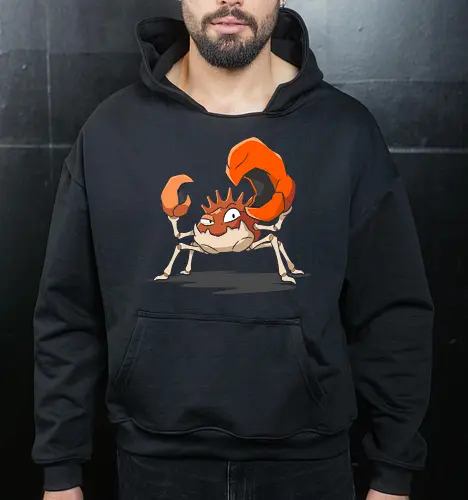 King of the Pinch: The Giant Crab - retro gaming shirt, crab graphic tee, anime pocket monster, giant claw apparel, water type monster, 90s gamer streetwear, ocean animal clothing, funny crustacean tee, retro anime aesthetic, kawaii sea creature - Cropped Hoodie